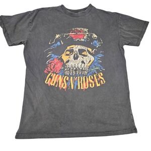 Guns N Roses Skull‎ Roses Graphic T Shirt Small Black Faded Music Retro BandTee